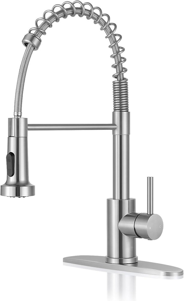 Kitchen Faucets with Pull Down Sprayer Brushed Nickel High Arc Single Handle ...