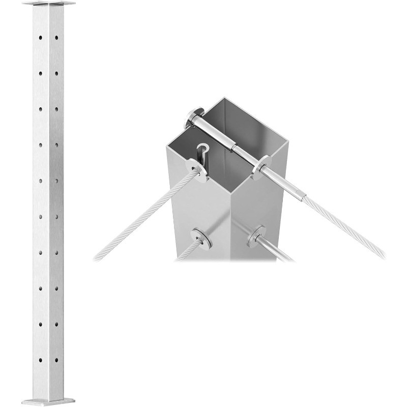 Corner Cable Railing Post T-drilled One-Post Corner Solution Surface Mount