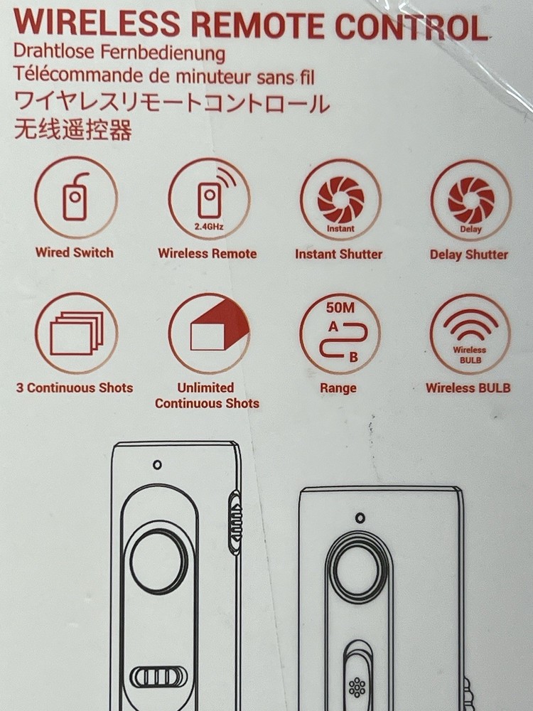 NIB open box Profezzion wireless remote control camera shutter release, 4 AAAs