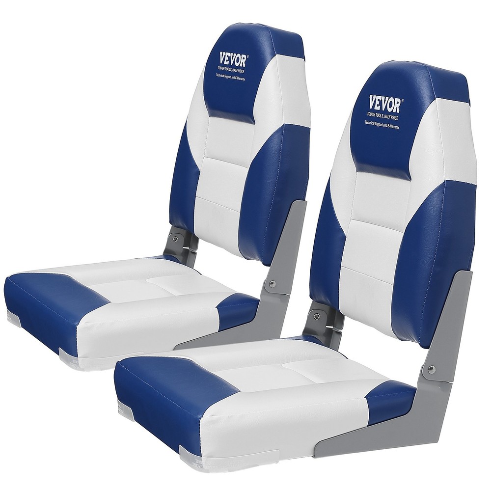 2-Pack High Back Boat Seats 21.85" Folding Captain Chairs Thickened Padding