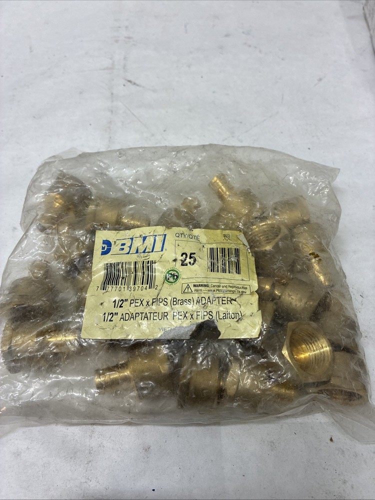 25 Pack BMI 1/2” PEX x FIPS (brass) Adapter