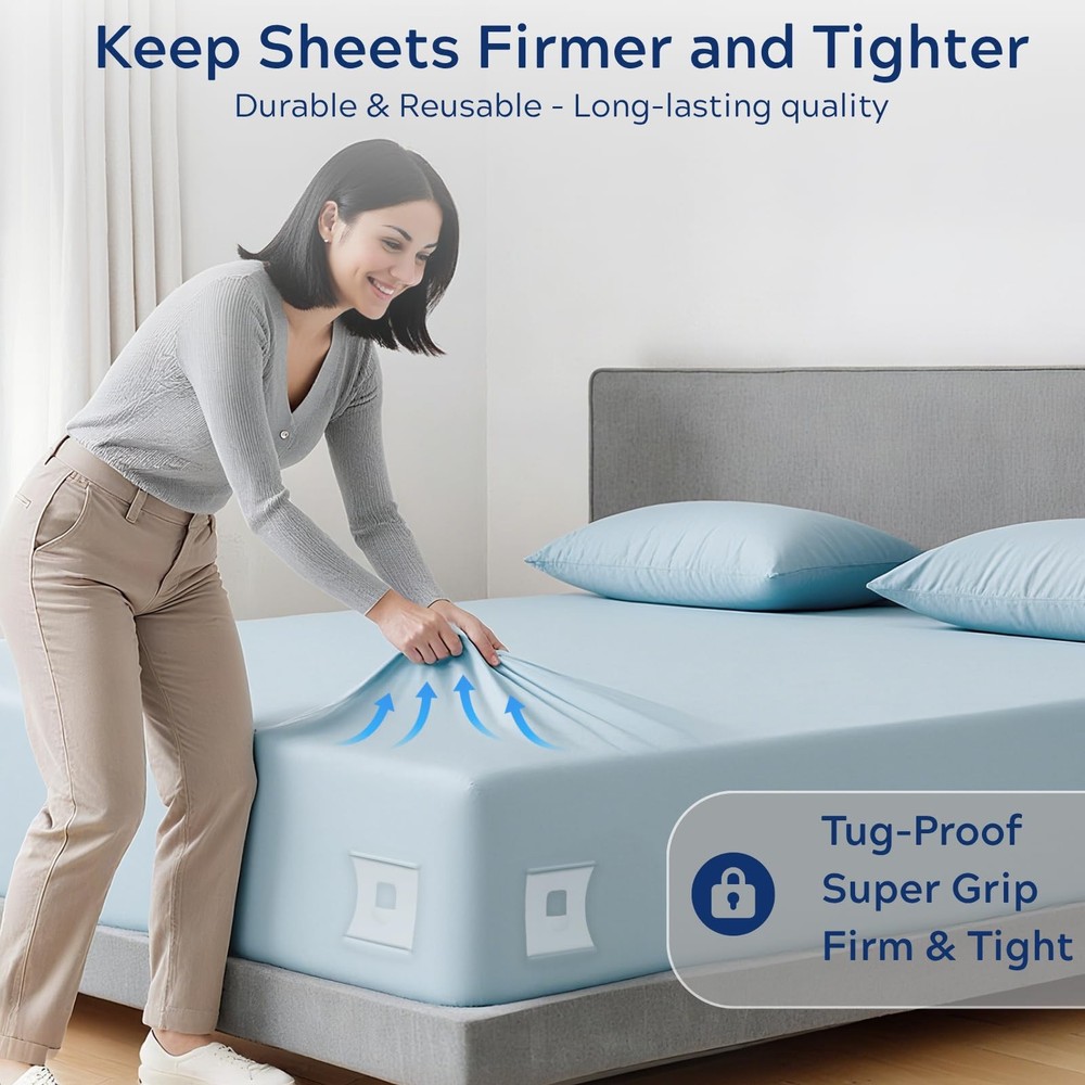 Upgrade Bed Holders for Corners: 4Pcs Fitted Lock Holders Keep Sheets Firm & ...