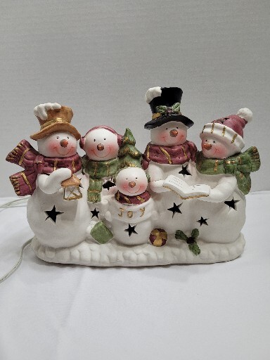 Illuminated Caroling Snowman Family