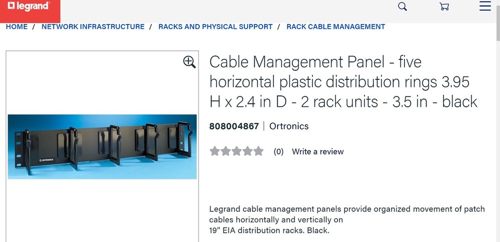 (2) ORTRONICS OR-808004867 CABLE MANAGEMENT PANEL 5 RINGS BLACK NEW