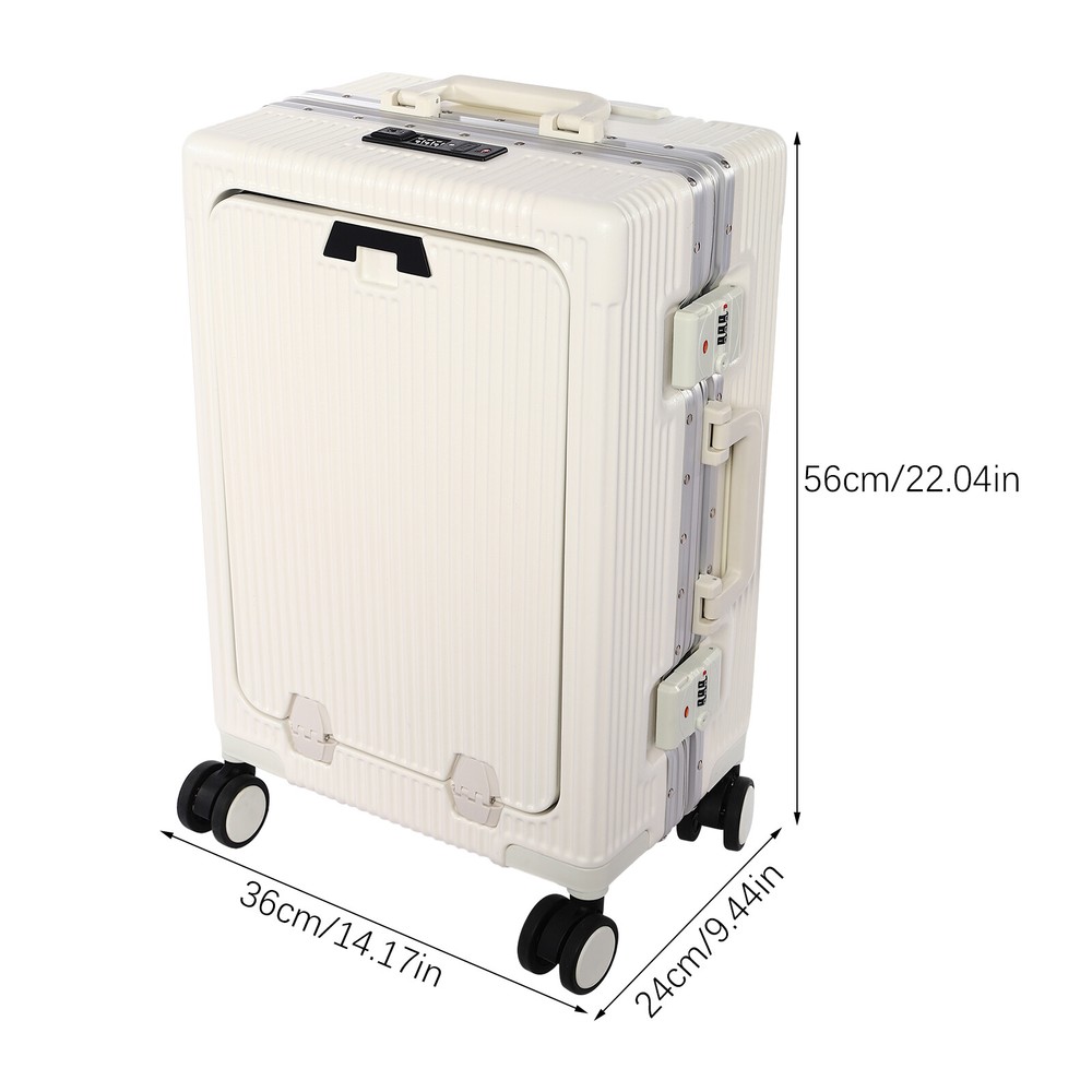 20" Front Opening Suitcase Boarding Cabin Suitcase Trolley Board Case Hard Shell