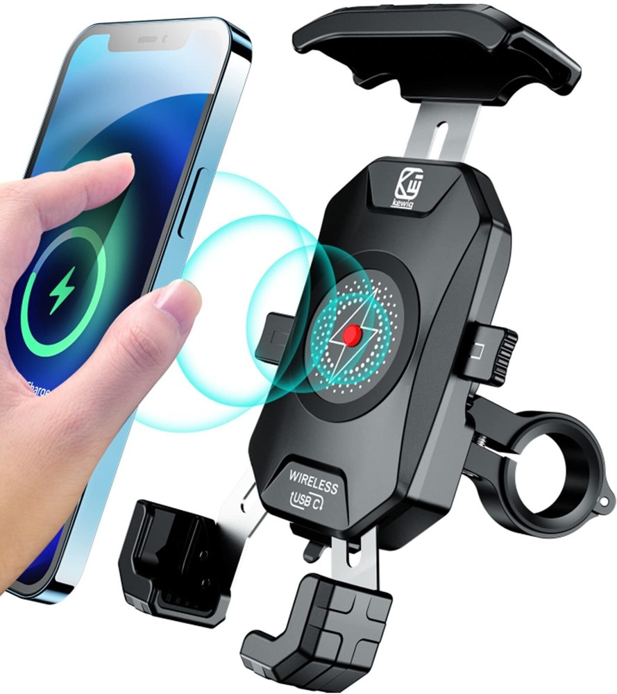 Waterproof Motorcycle Phone Mount Wireless USB Charging Auto Lock /Quick Release