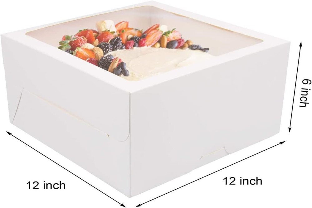 20Pcs Cake Boxes with Window and Boards White Bakery for