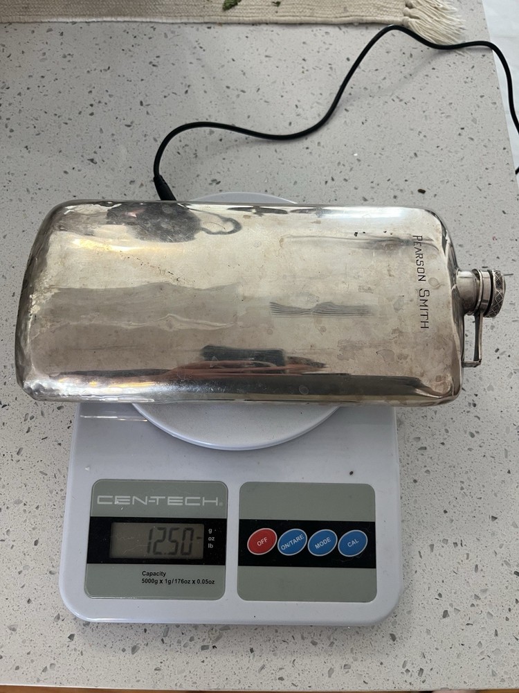 Huge Wallace American Sterling Silver Flask Tight Cap Fully Marked