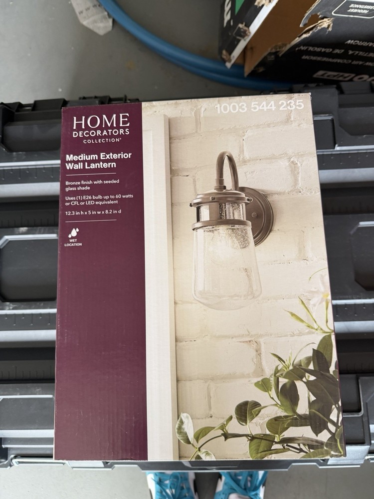 12.3 in. 1-Light Antique Bronze Hardwired Outdoor Wall Light Lantern Sconce