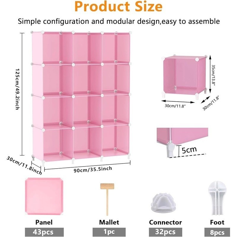 12 Cube Storage Organizer Adjustable Stackable Lightweight Kids Closet Shelf New