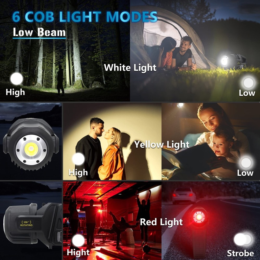 Spotlight 3000000 Lumens, 9 Modes Rechargeable Spotlight Flashlight with 350°...