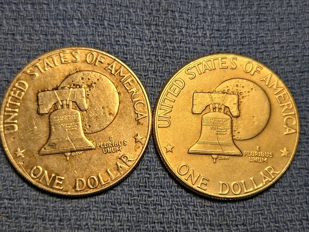 Two Bicentennial Eisenhower $1. D, No Mint Mark.