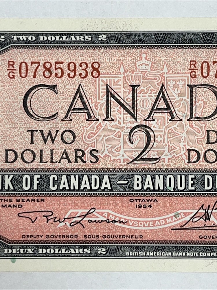 Canada 2 TWO Dollars 1954 CHOICE Crisp CU UNC AMAZING NOTE Great Centering