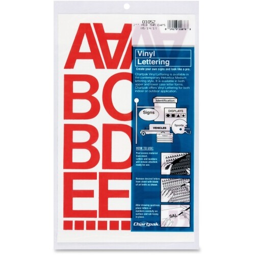 Chartpak (01052) Vinyl Stick-on Numbers / Cap Letters 2" Red - I PACK