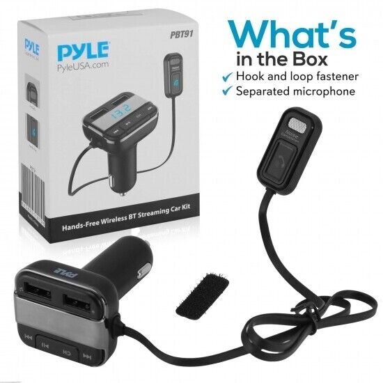 Pyle FM Transmitter Bluetooth Wireless Car Music Charging Handsfree LCD/