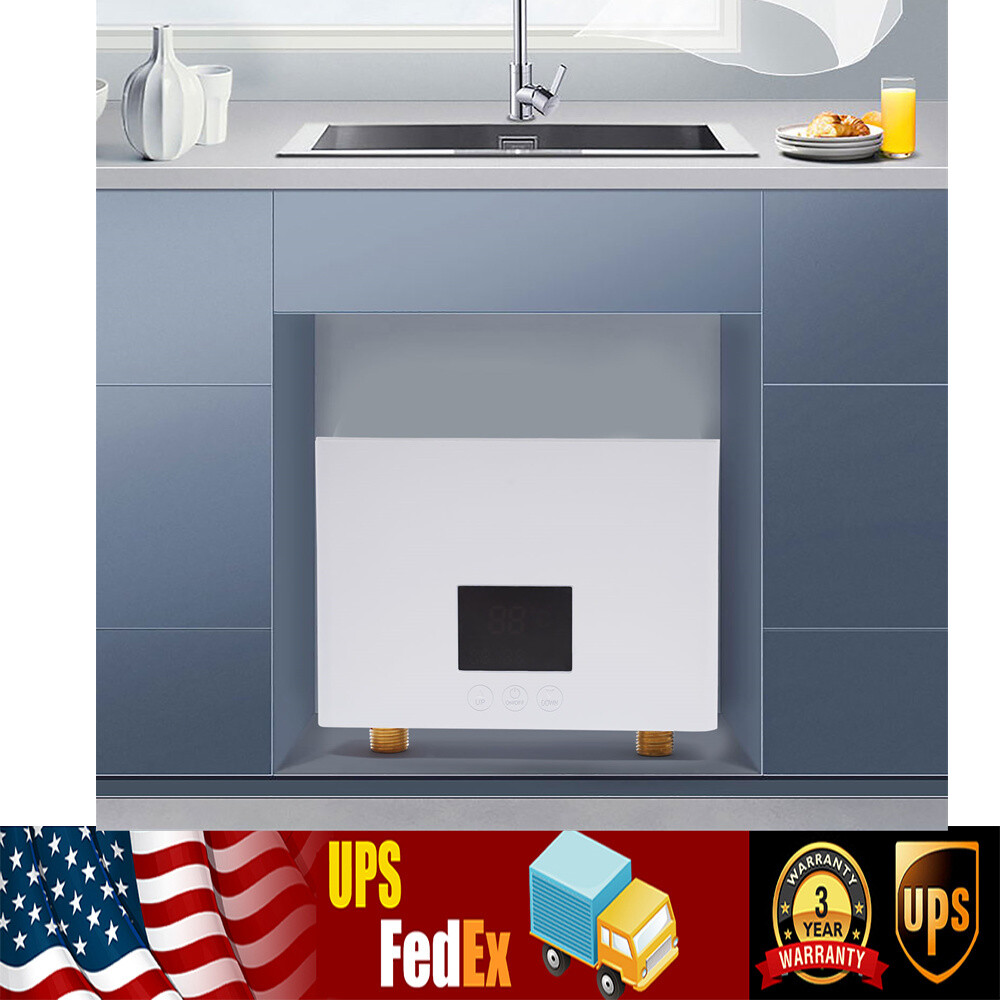 110V Kitchen Electric Hot Tankless Water Heater Shower Instant Boiler Bathroom