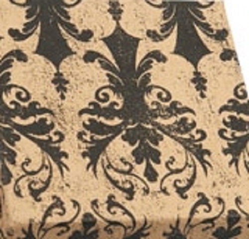2000 Strung Price Tags 1 1/2” x 1” Distressed Damask Black Tan White Back String