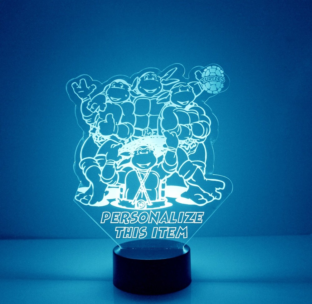 Ninja Turtles Light Up, Personalized TMNT LED Night Light Lamp, w/Remote Control