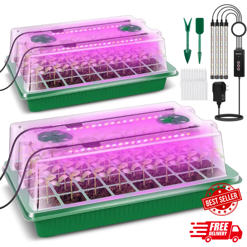 Professional Seed Starter Kit with Grow Light, Humidity Dome, and Timer