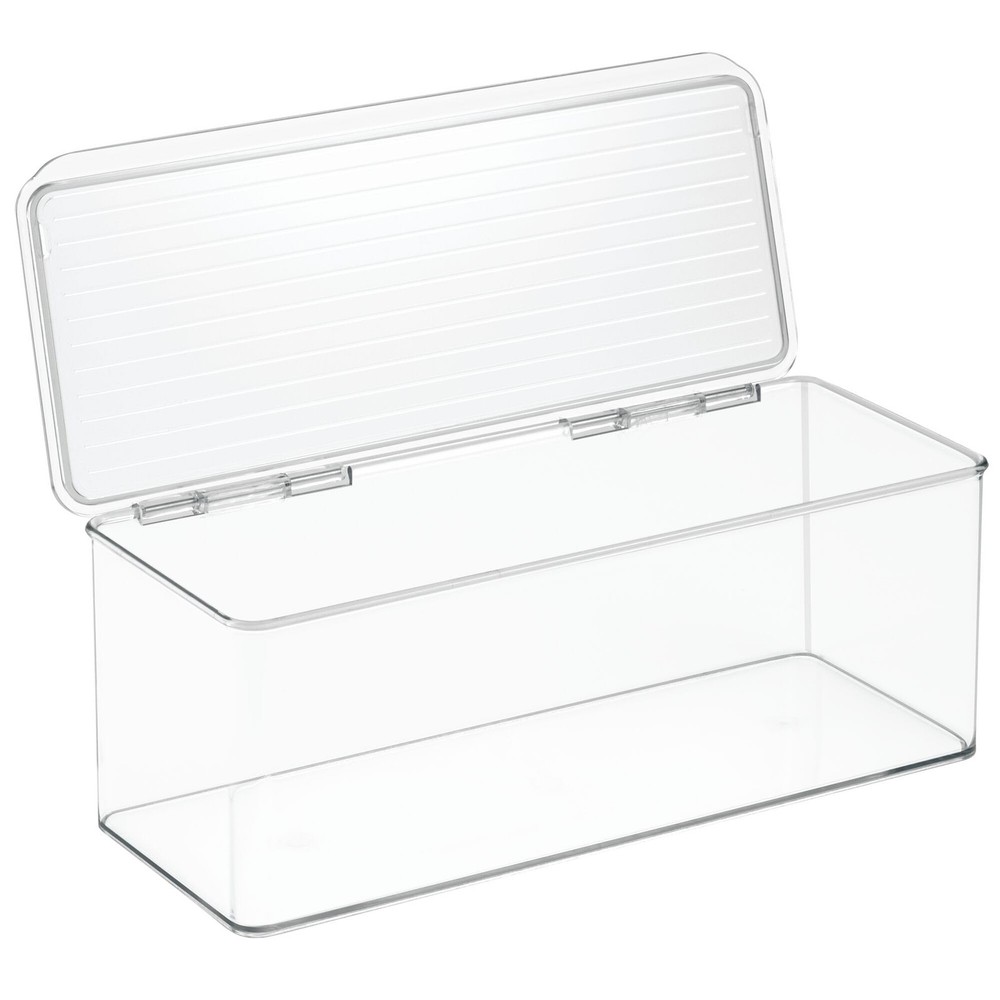 iDesign Recycled Plastic Stackable Pantry Storage Bin 5.5 x 13.3 x 5, Clear