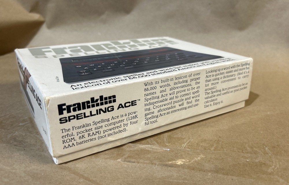 Vintage 1986 Franklin Computer Spelling Ace Model SA-88 Manual & Box