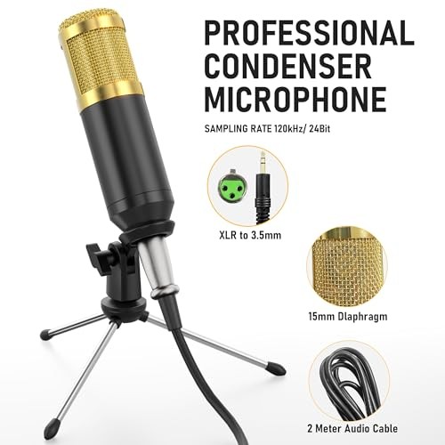 F998 Podcast Equipment Bundle, Audio Interface & BM800 Condenser Microphone