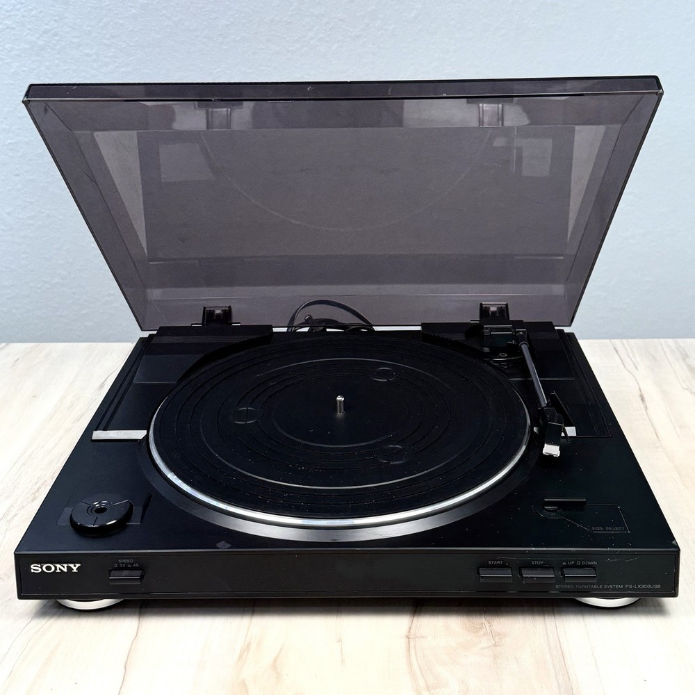 SONY Stereo TURNTABLE System USB Record Player PS-LX300USB Black Serviced WORKS