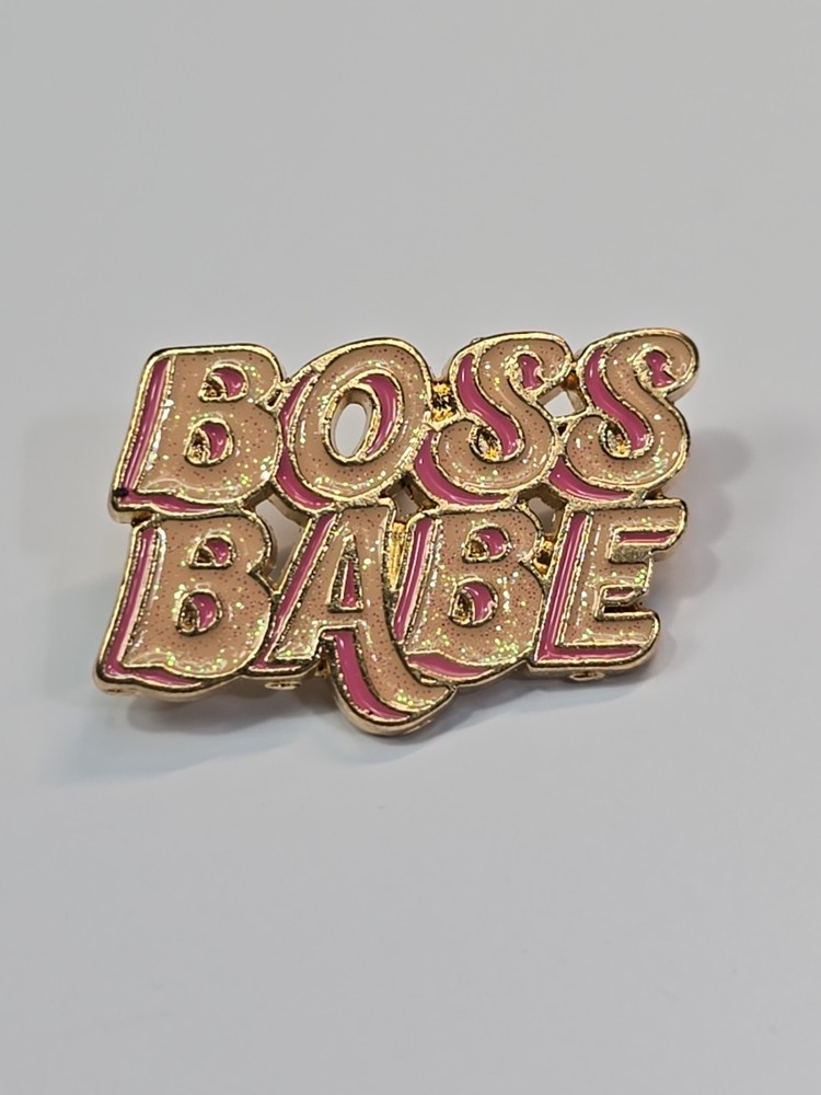 Boss Babe Pink Sparkly Letters Lapel Pin