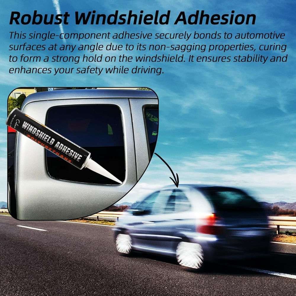 (2-Pack) Urethane Windshield Adhesive, Automotive Polyurethane 2pk, Black