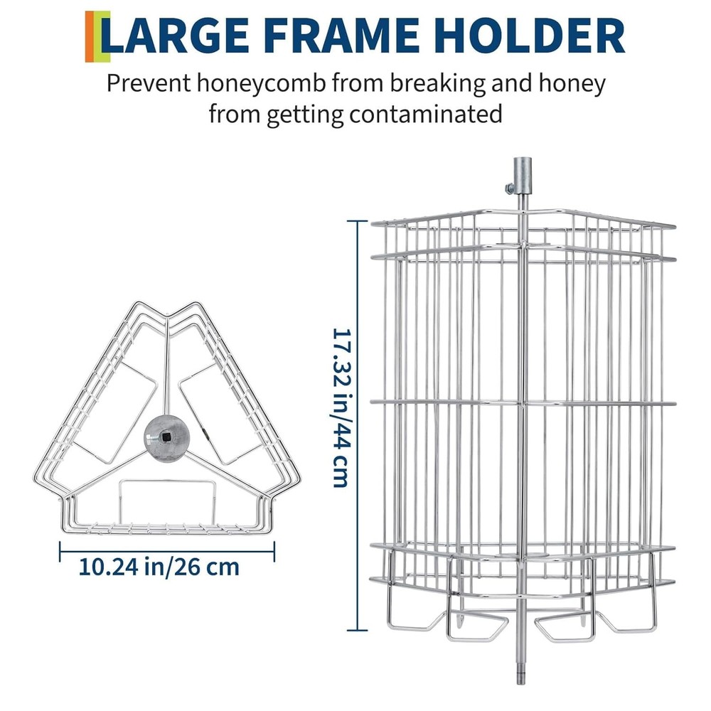 Stainless Steel Honey Spinner, Manual 3-Frame Extractor for Beekeeper & Apiaries