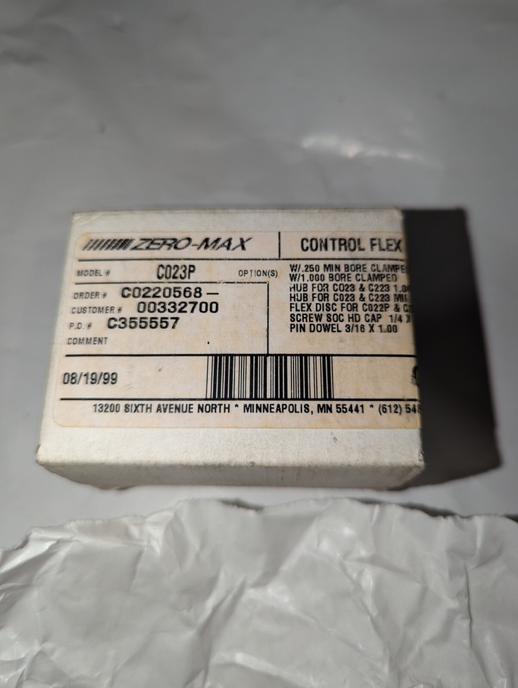 NEW GENUINE ZERO-MAX C023P CONTROL FLEX COUPLING