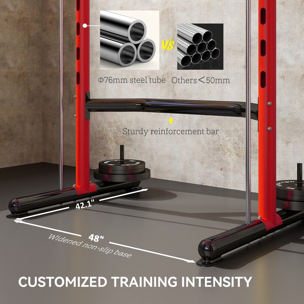 Soozier Adjustable Squat Rack with Pull Up Bar and Barbell Bar Bench Press