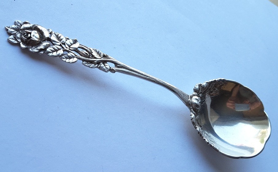 Large Serving Spoon/ Cream Spoon, Hildesheimer Rose, 800 Silver K862