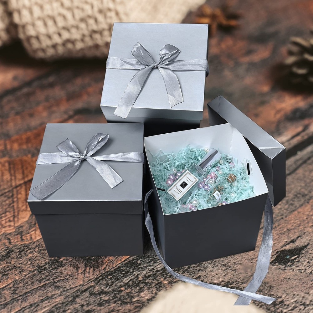 Christmas Gift Box New Year Gift Boxes Silver Boxes Present Anniversary 12PCS