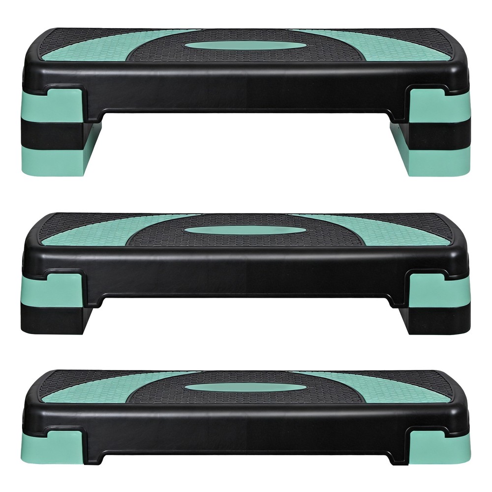 Adjustable Aerobic Stepper Workout Step with 4 Risers Exercise Platform Green
