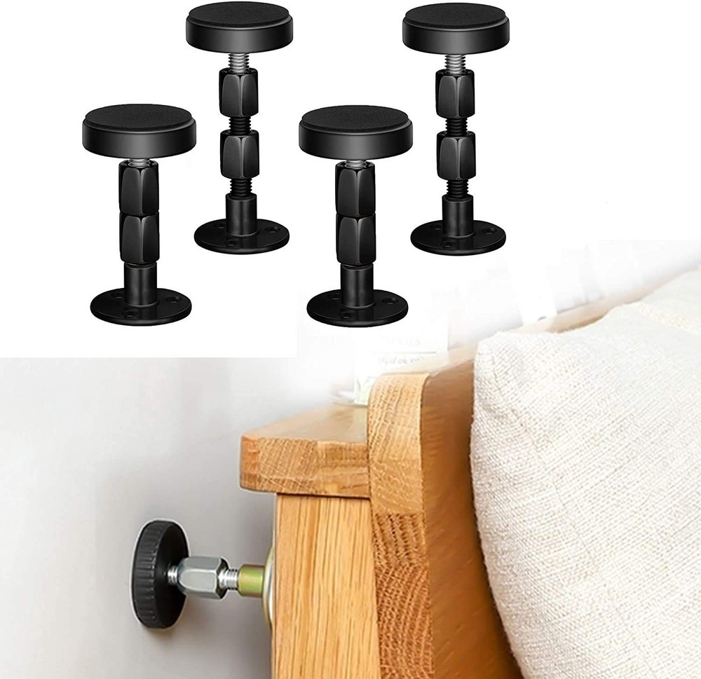 Neatbuddy 4PCS Black Adjustable Bed Frame Anti-Shake Tool, Headboard Stoppers...
