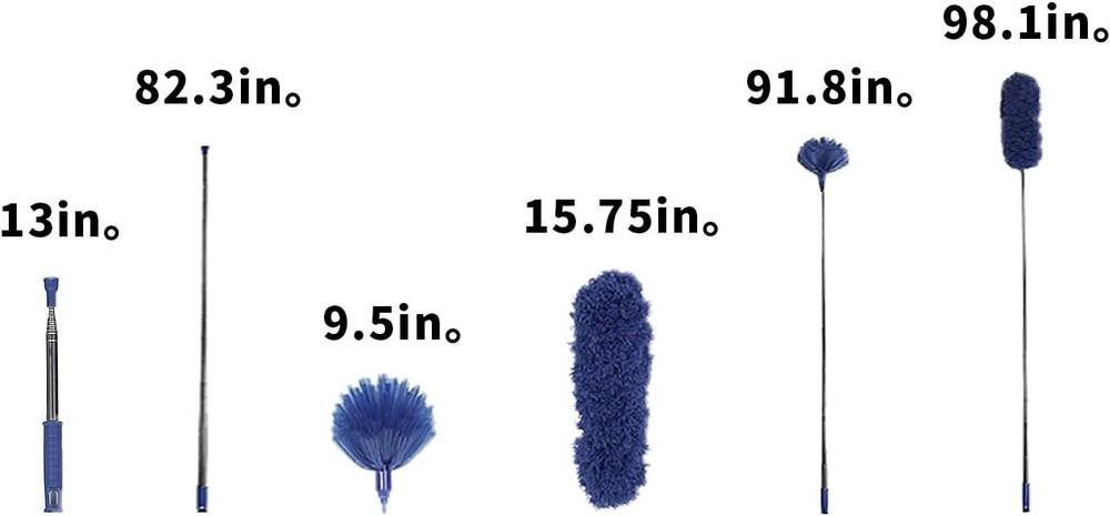 Ultimate High Dusting Solution: Aluminum Telescoping Cobweb Duster Set in Blue
