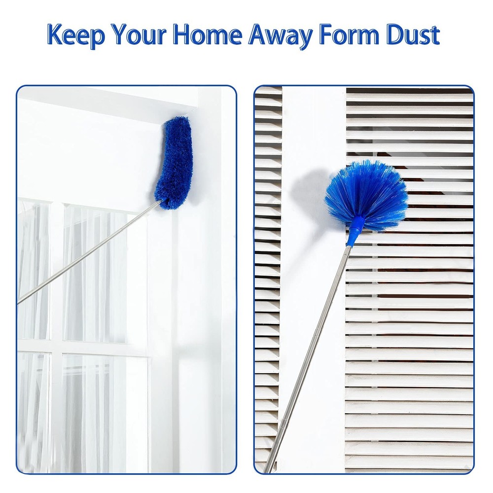 Duster, Microfiber Dusters with 2 Handle Sets, Durable 15-100 Inches Long Tel...
