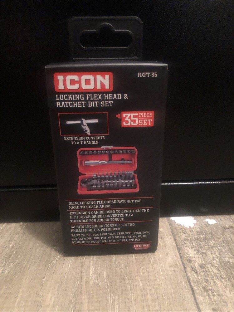 ICON Locking Flex Head Ratchet and Bit Set, 35 Piece NEW / Ships Fast!
