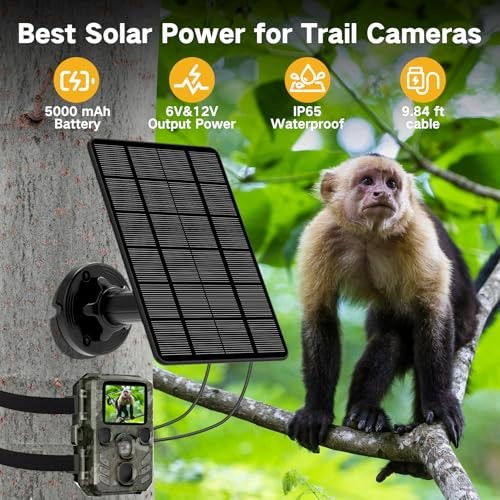 Solar Panel for Trail Camera, 5000mAh Rechargeable Battery Trail Camera Solar