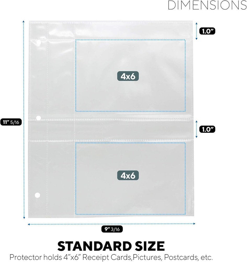 Recipe Card Protectors, Refill Sheets for 3 Ring Binders, Book Clear