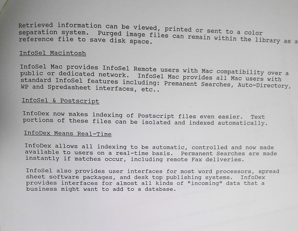 1989 Infosel Press Kit -Introducing Infodex multi-media database for journalists