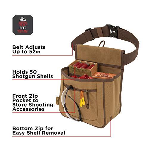 Rival Double Compartment Shotgun Shell Bag with Adjustable Belt Tan Canvas