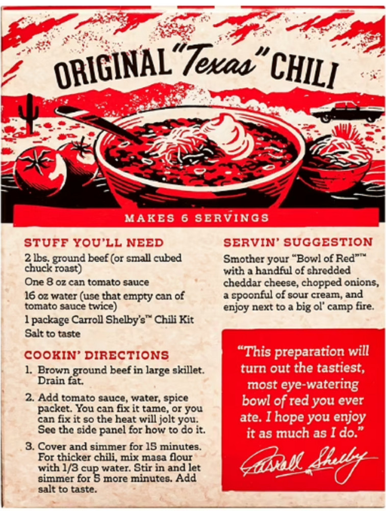 (4 pack) Carroll Shelby's Texas Chili Kit, 3.65 oz
