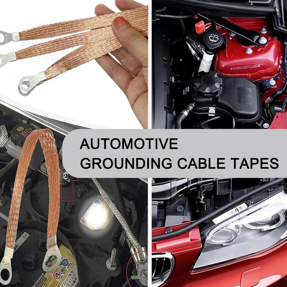 Flygun 5 PCS Car Engine Ground Strap Replacement with Holes, Durable Brown