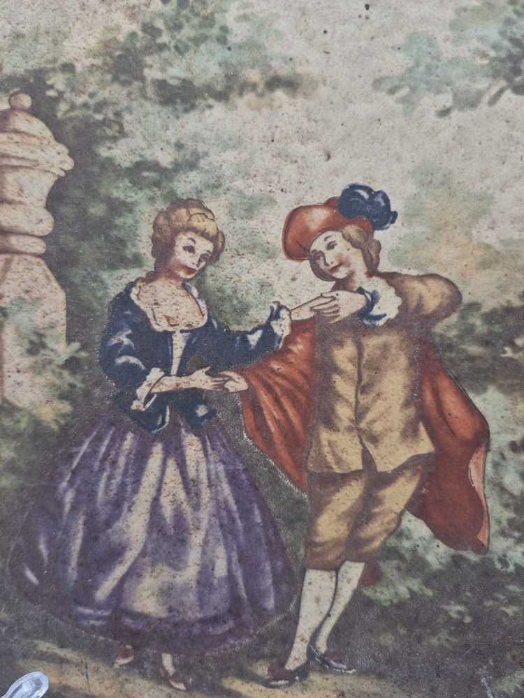 Vintage Extrasinter Italian Tile Victorian Scenery 7.75”