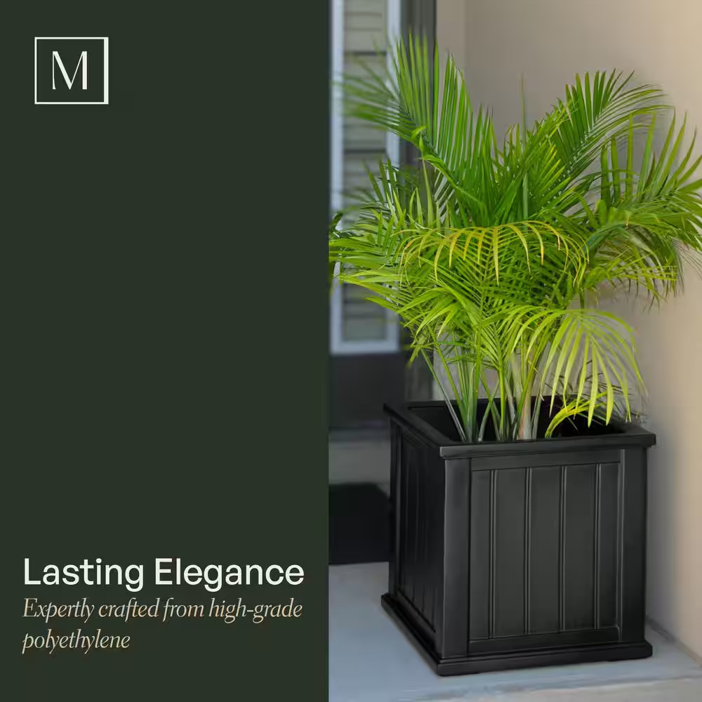 Cape Cod 14 In. Square Self-Watering Black Polyethylene Planter