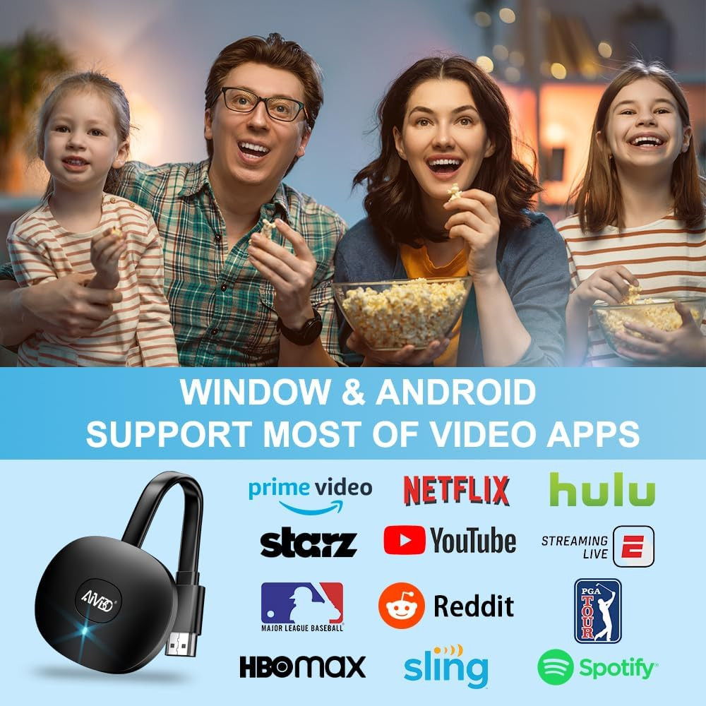 Wireless HDMI Display Dongle Adapter 4K, Screen Mirror Receiver Casting Video &