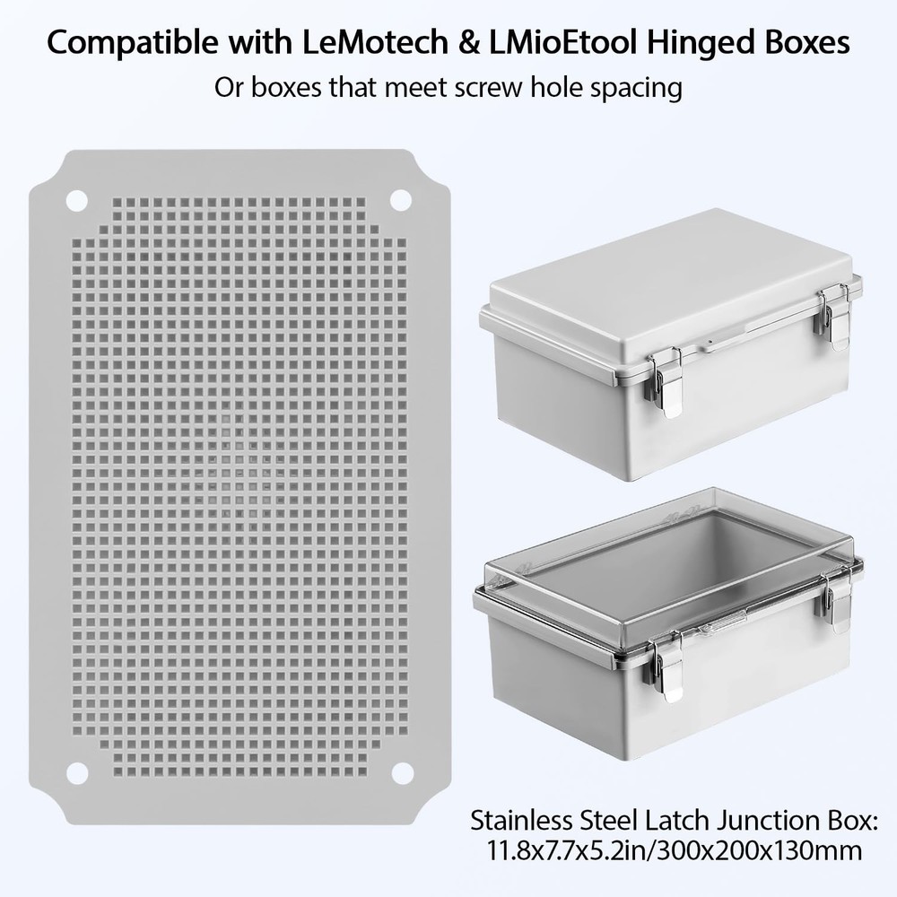 Junction Box Mounting Plate ABS Plastic Internal Panel w/Screws for Installat...