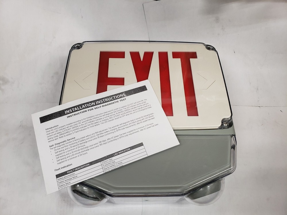 Unbranded Wet Location Combo LED Exit/Emergency Light, Double Face